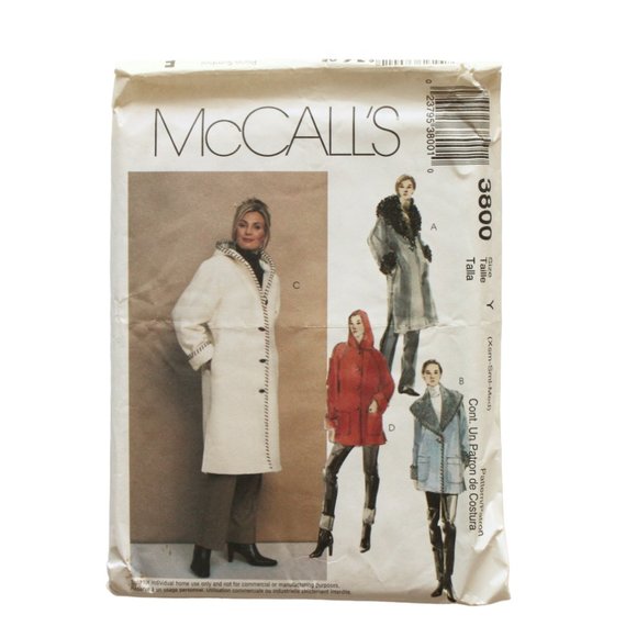 Vintage McCalls Sewing Pattern 3800 Uncut Lined Coat 2 Lenghts Sz 4 6 8 10 12 14 - Picture 4 of 4